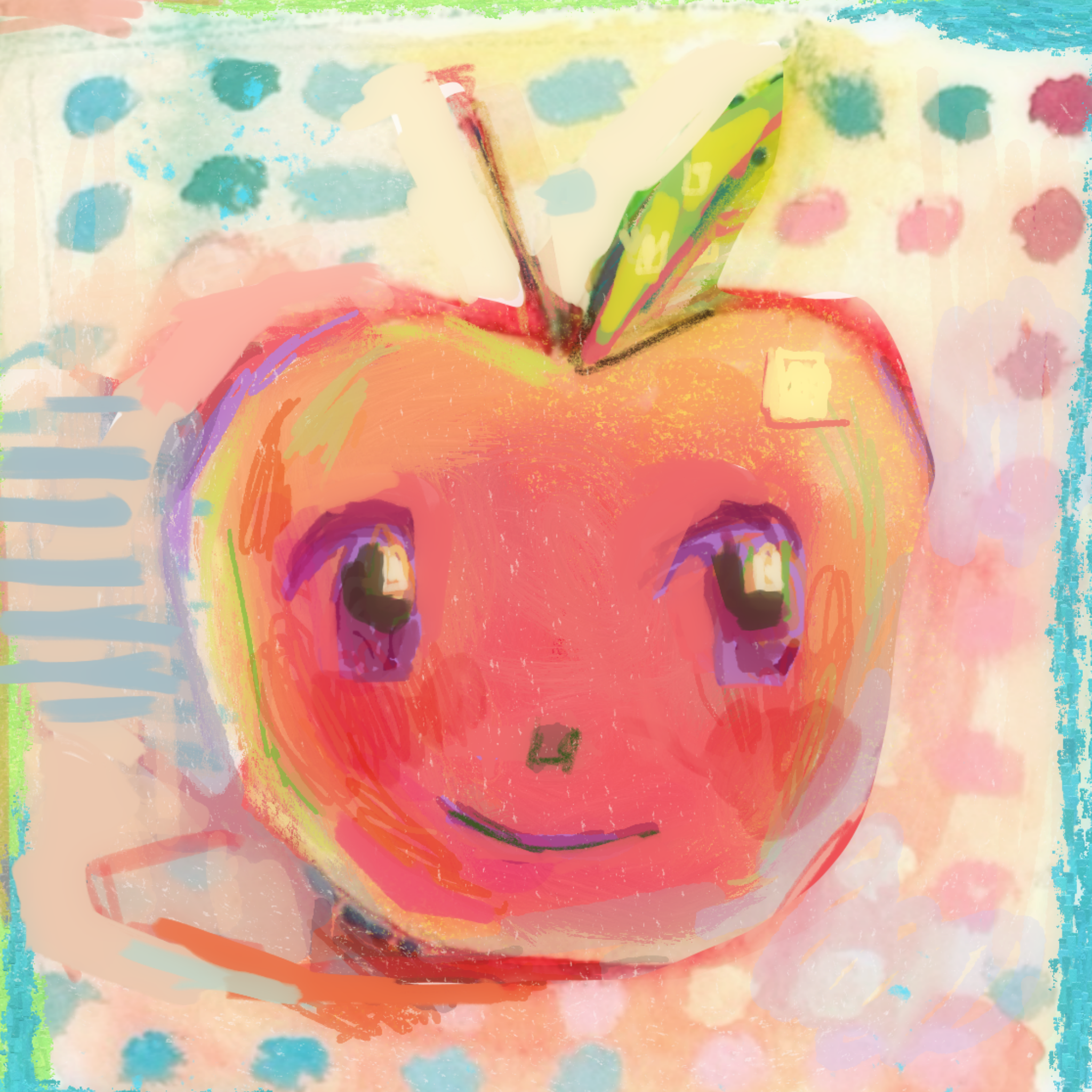smiling apple painting